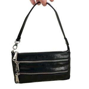 Hobo Small Leather Black Zipper Clutch‎